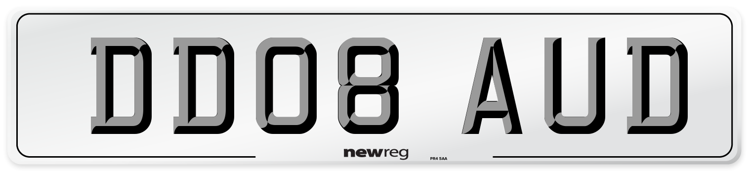 DD08 AUD Number Plate from New Reg